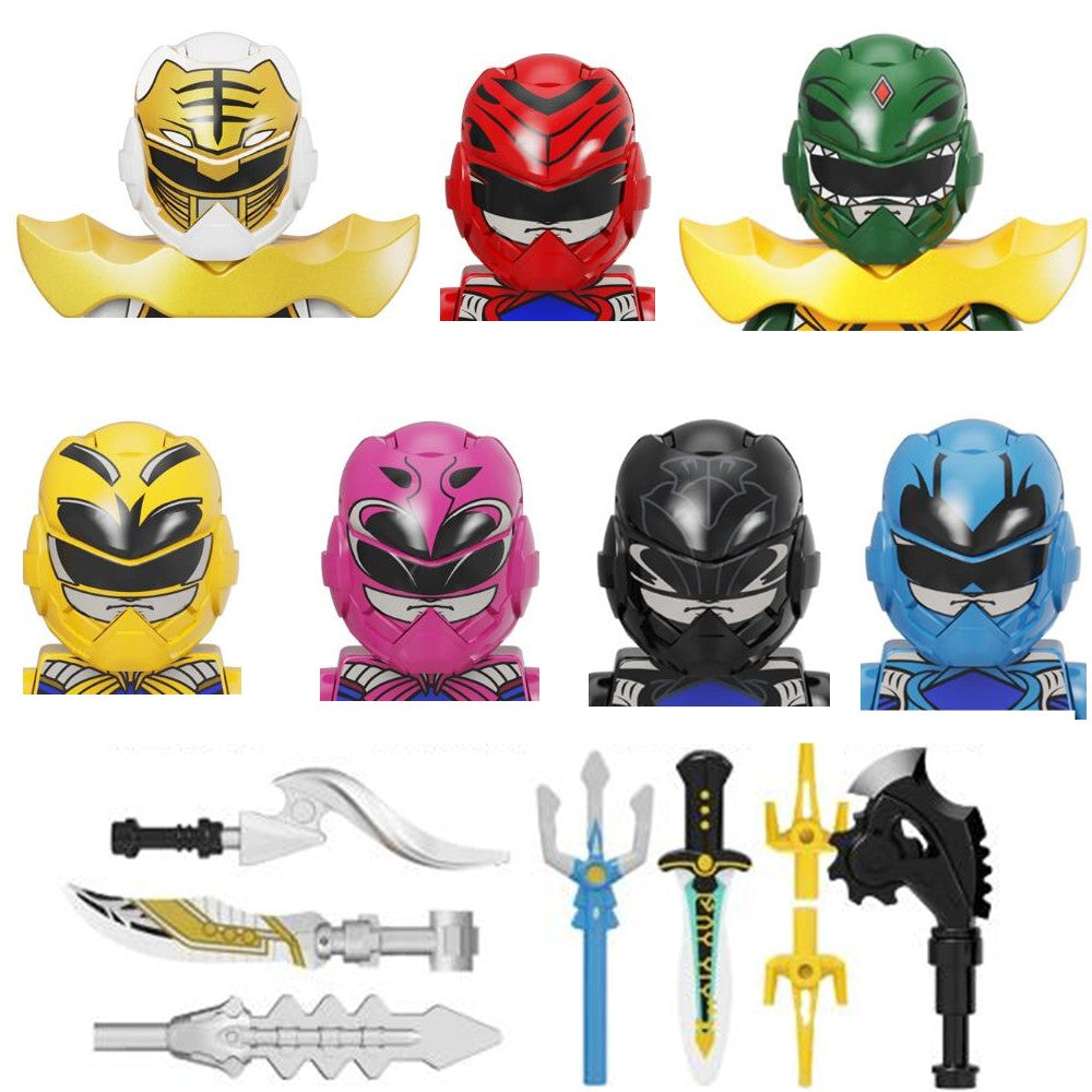 7 unidades Bonecos Mini Power Ranger