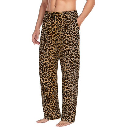 Custom Leopard Print Pajama Pants Men's Animal Skin Sleepwear Lounge Sleep Bottoms Stretch with Pockets