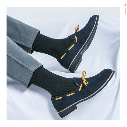 New pointed British men's business dress set with leather shoes and oversized men's shoes, fashionable and versatile