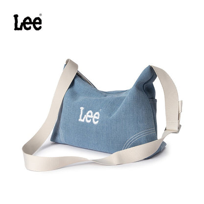 LEE Women Minimalism Hobo Denim Blue One Shoulder Pillow Bag Ladies Jeans Soft Widen Leather Shoulder Straps Crossbody Bags