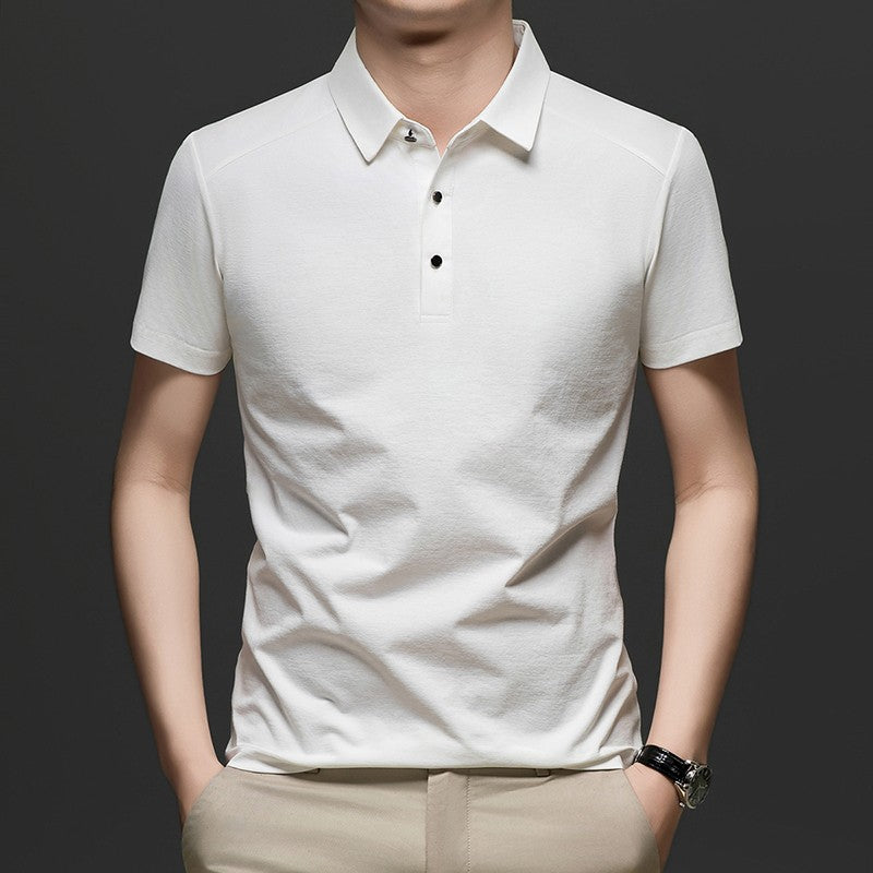 Summer business breathable short sleeved polo shirt with collar top, 2025 new item solid color collar short sleeved shirt