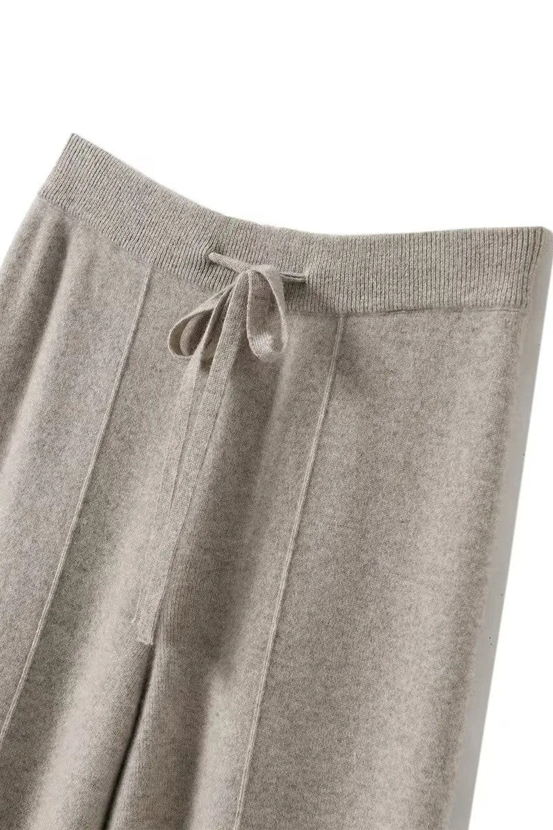 High Waist Knitted Woolen Wide Leg Pants Autumn Winter New Style Drapey Floor-Length Casual Trousers Skin-friendly Warm