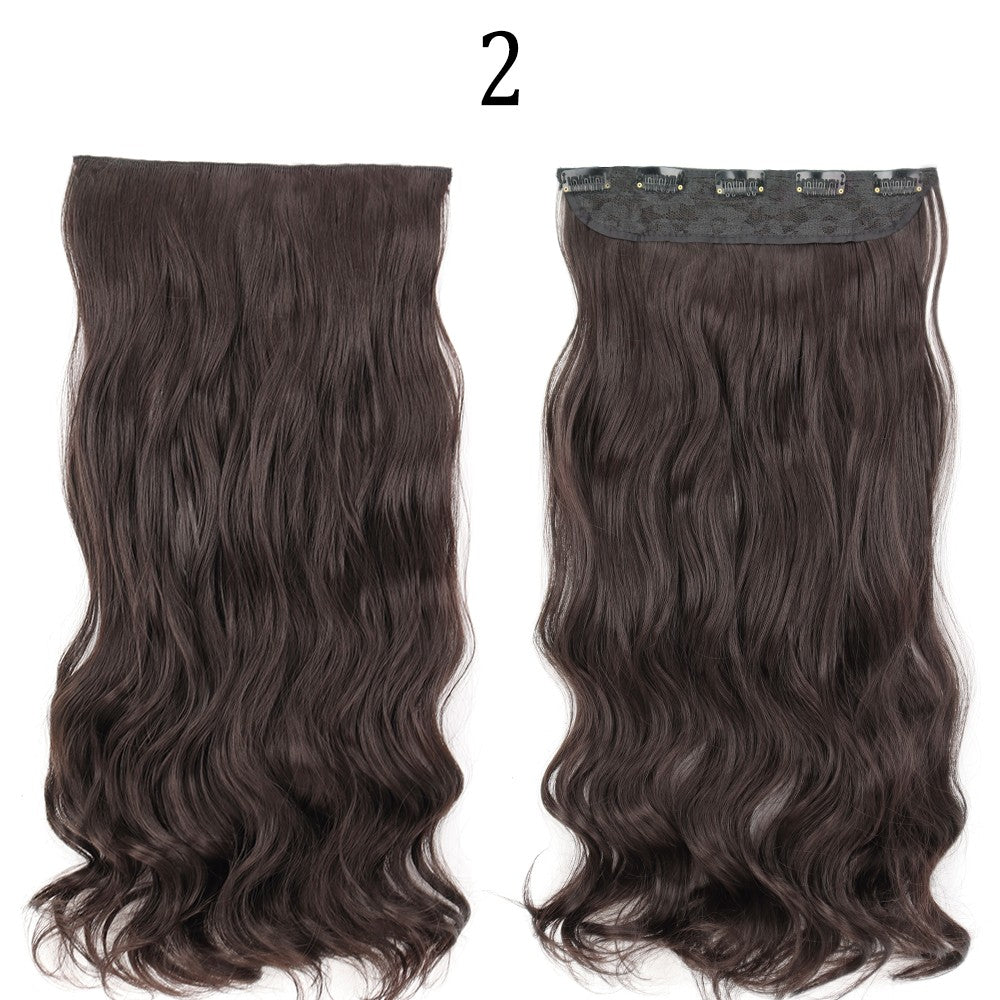 Apliques de Cabelo Sintético Liso Comprido de 5 Clipes 22'' Fibra de Alta Resistência ao Calor Preto Castanho Loiro