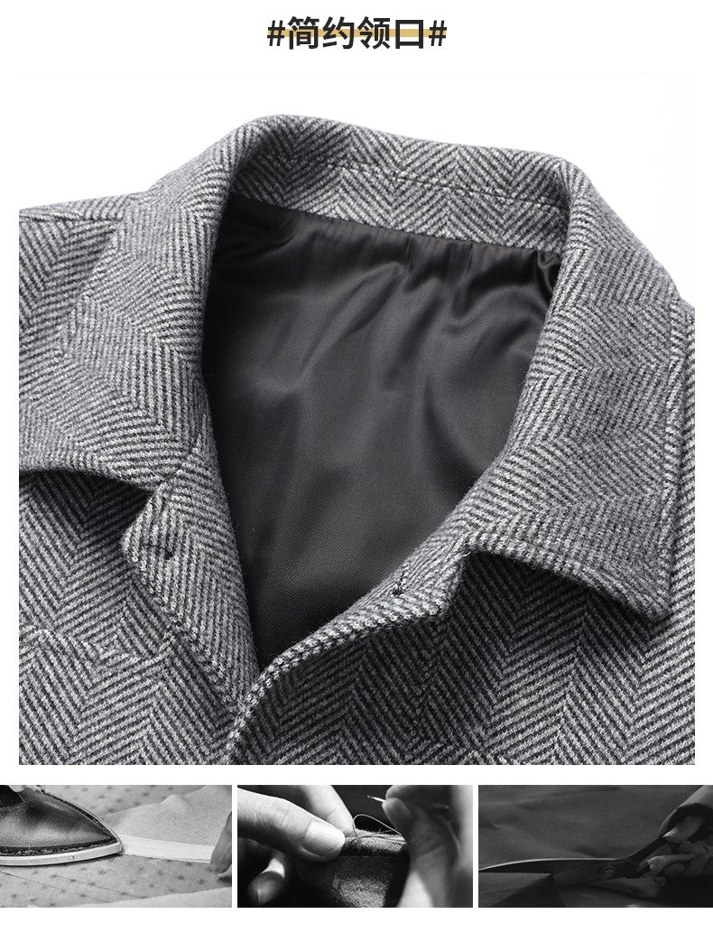 Autumn Winter Woolen Jacket for Men High-quality Casual Business Short Trends Coat Thickened and Warm Social Overcoat 2023