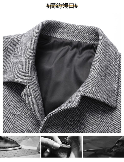 Autumn Winter Woolen Jacket for Men High-quality Casual Business Short Trends Coat Thickened and Warm Social Overcoat 2023