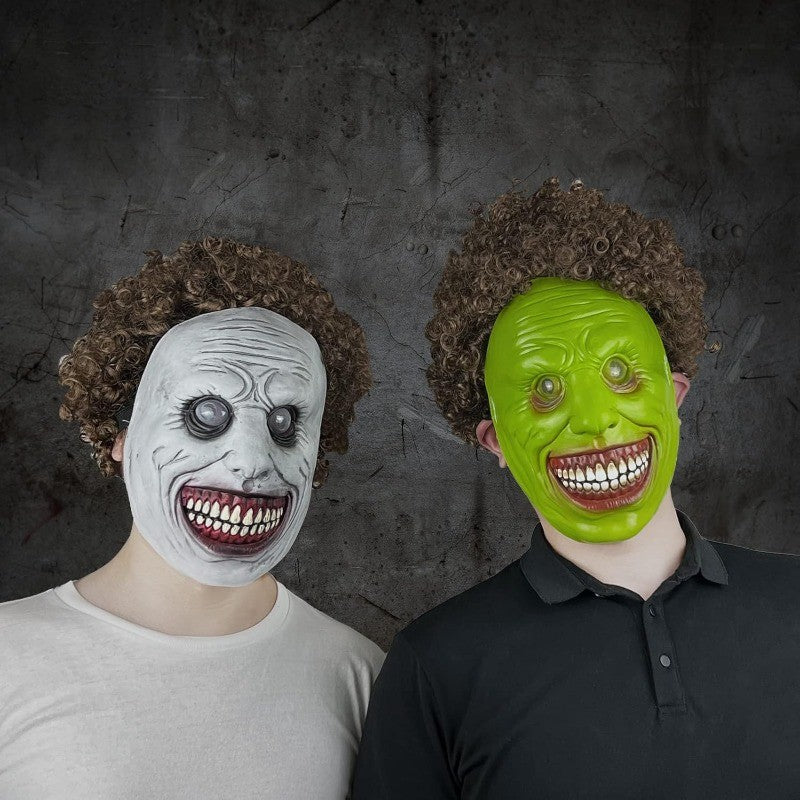 Scary Demon Halloween Mask Creepy White Face Cover Cosplay Prop for Haunted House Horror Party Costume Dress Up