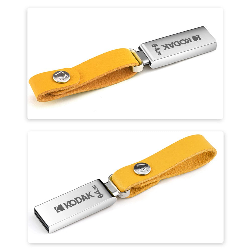 Pen Drive USB KODAK K122 de Metal 2.0 de Alta Velocidade 32GB/64GB/128GB Mini U-Disk Memory Stick com Alça para PC e Carros