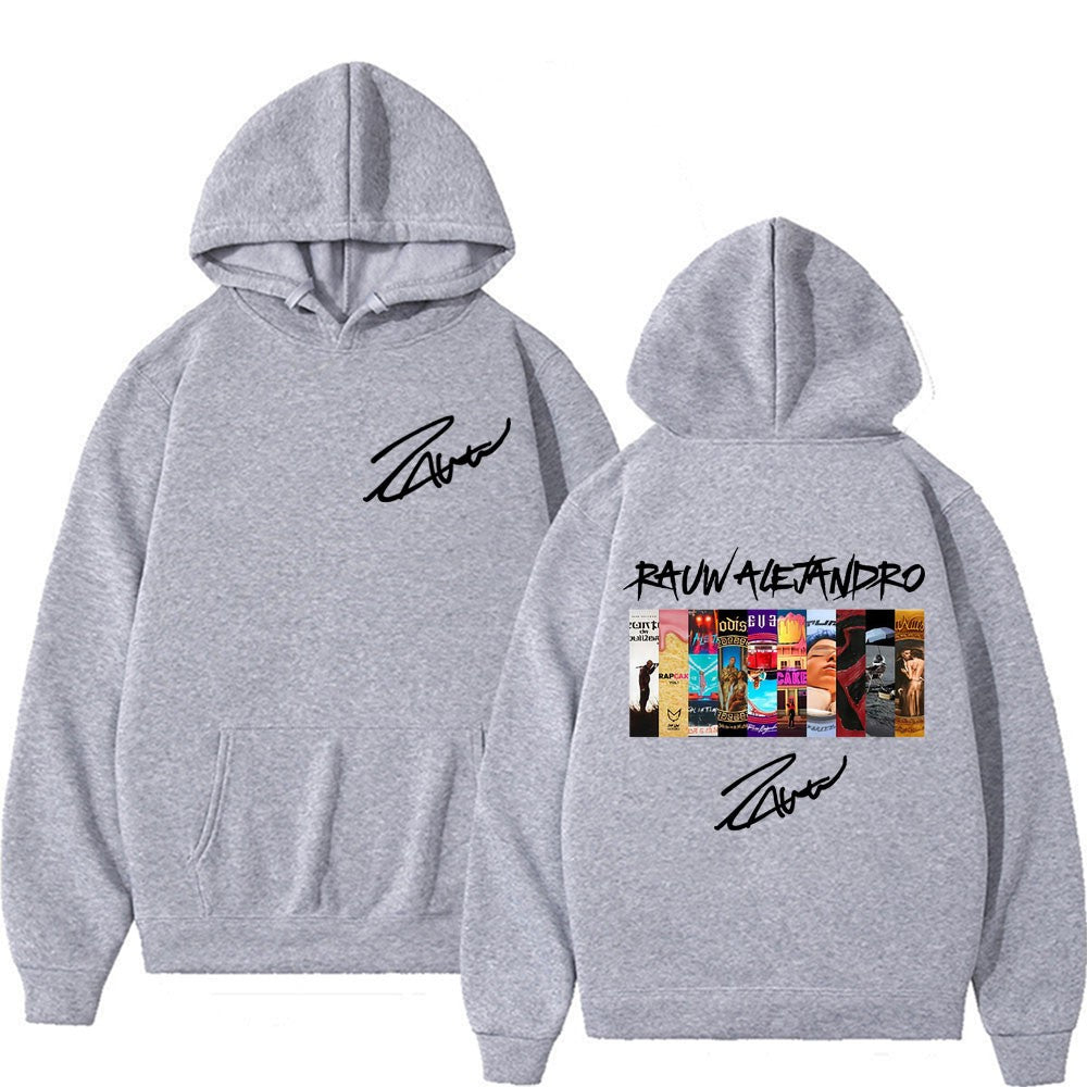 Singer Rauw Alejandro Album Graphics 2025 Autumn/Winter 100% Cotton Printing Hoodie Men's Hip Hop Classic Pop Music Oversized