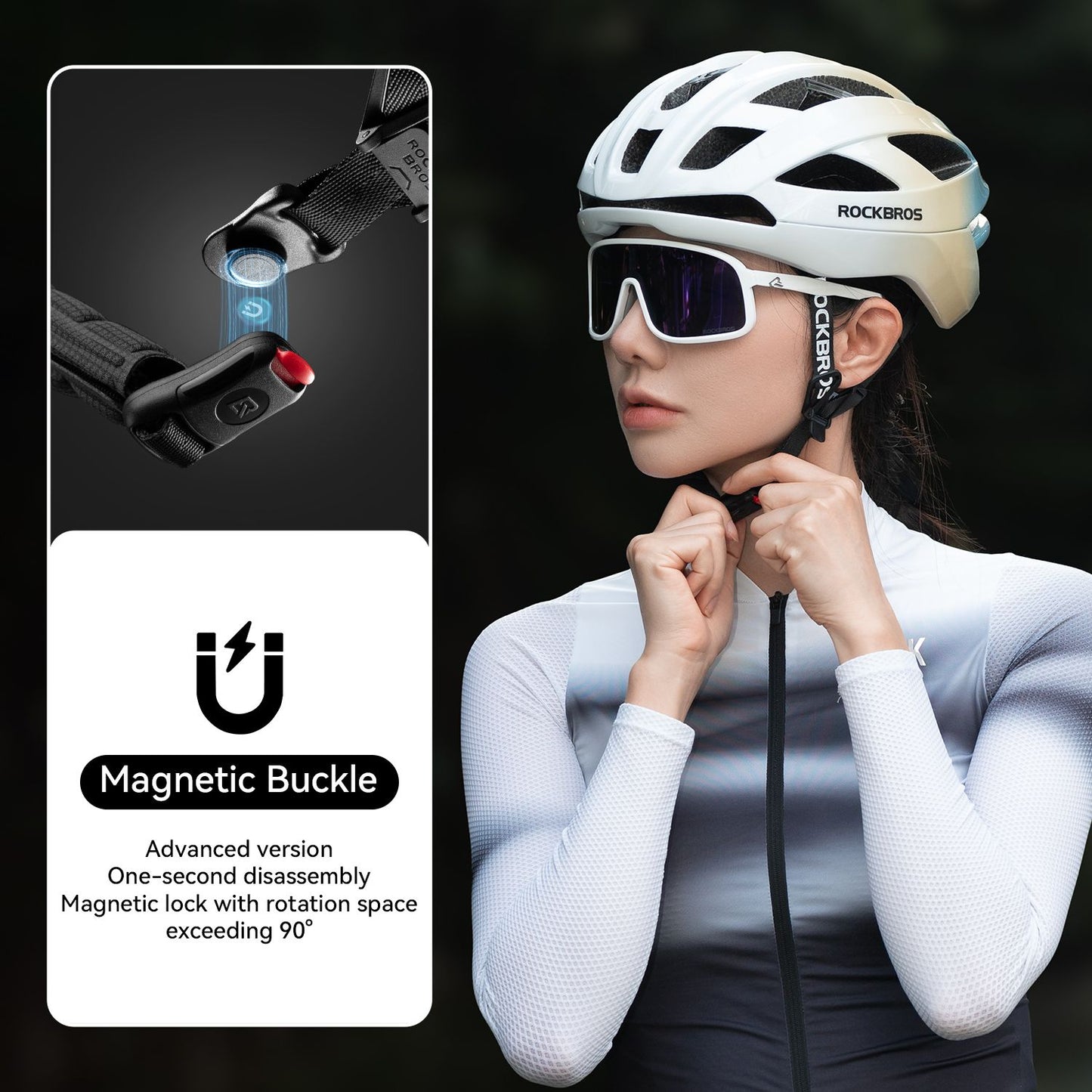 Capacete de Ciclismo ROCKBROS Leve Respirável Antibacteriano Integrado Ajustável com Fivela Magnética Capacete de Segurança