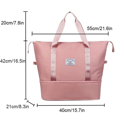Extendable Women's Large Capacity Storage Luggage Handbag Leisure Travel Duffle Bag Waterproof Nylon Sports and Fitness Handbag