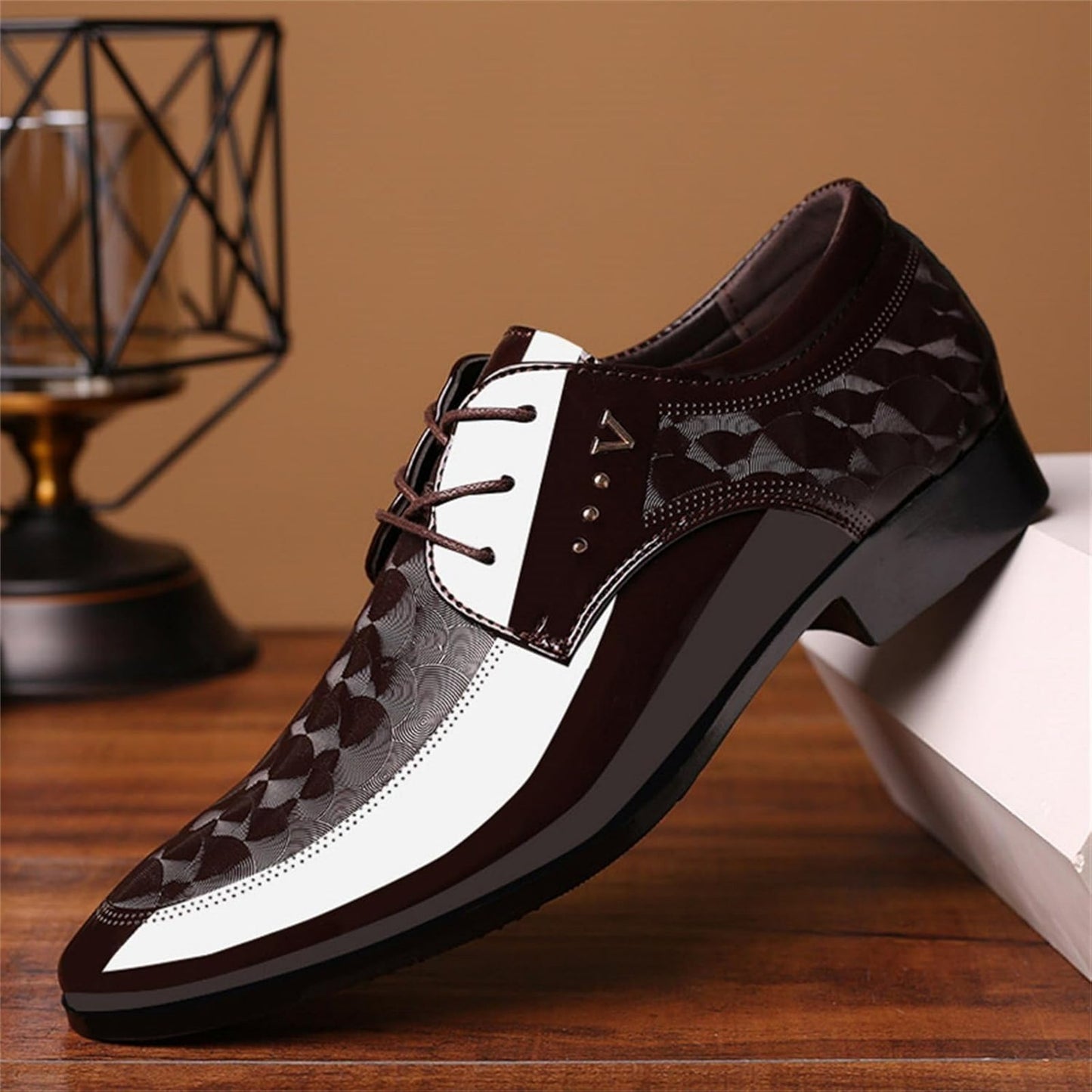 Men's Oxford Shoes Moire PatternFormal Business Dress Shoes Lace up Italy Modern Suit Tuxedo Shoes for Men