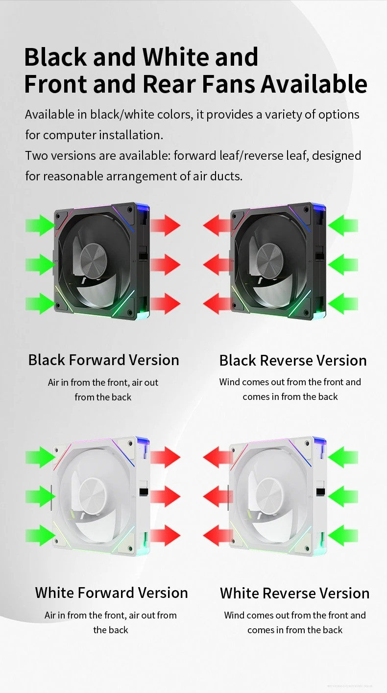 TEUCER JM-5 Case Fan 120mm 5V 3Pin ARGB Mirror Light Effect Cooling Fan PWM 800 to 2000RPM CD Texture Water Cooling Radiator Fan