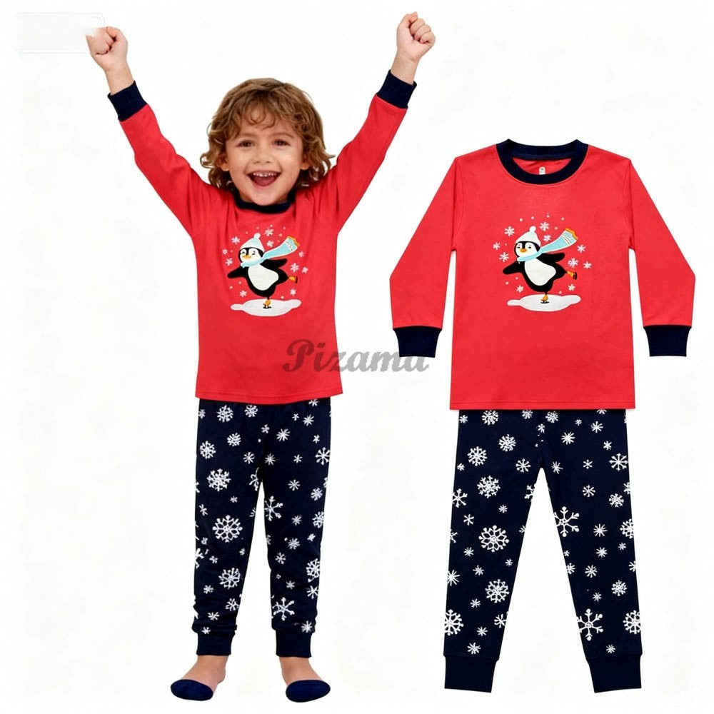100 Cotton Girls Christmas Pajamas Sets Kids Pyjamas Penguin Snowman Pijama Xmas Homewear Baby Sleepwear Children Nightwear Pjs