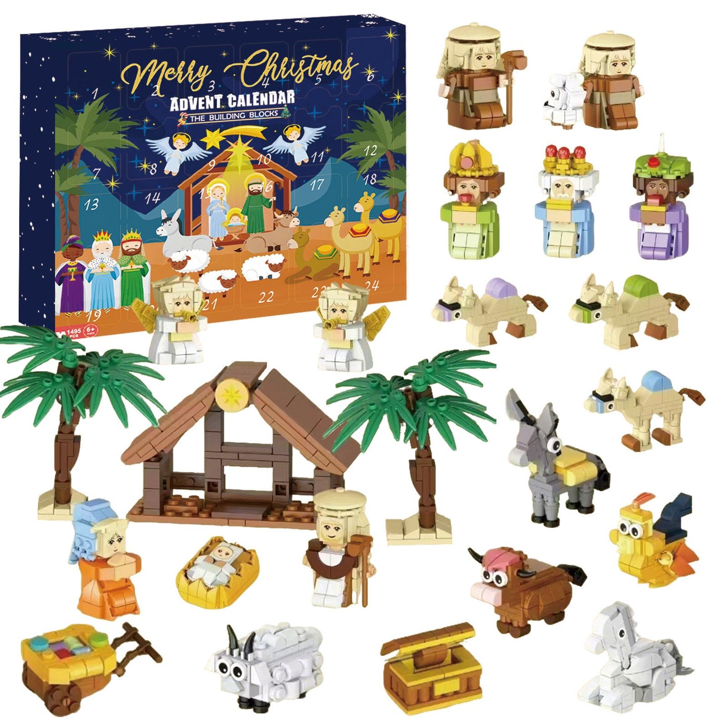 DIY Christmas Advent Calendar Gift Box Nativity Jesus Bricks Toys 24days Countdown Advent Calendars Christmas Home Decoration
