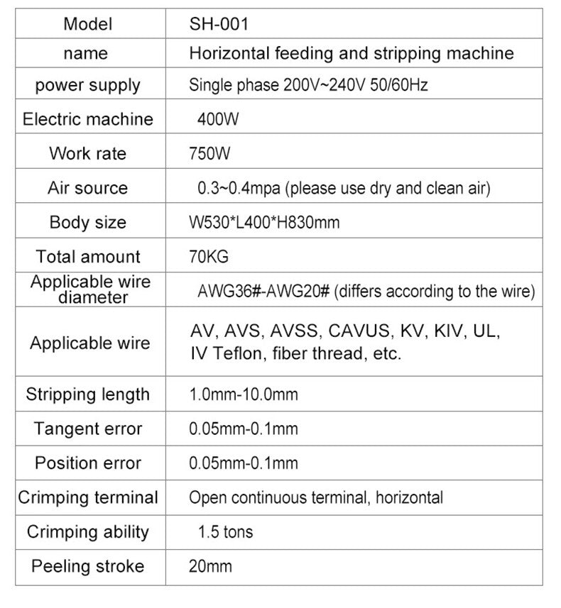 Máquina horizontal automática multifuncional para crimpar e decapar cabos com terminais para cabos multicoaxiais com revestimento AWG36-AW20