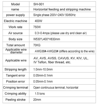 Máquina horizontal automática multifuncional para crimpar e decapar cabos com terminais para cabos multicoaxiais com revestimento AWG36-AW20
