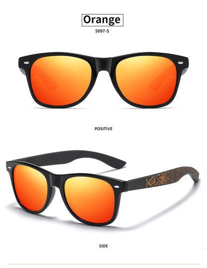 Óculos de Sol Masculinos e Femininos Polarizados de Bambu Madeira GM S5097 Oval
