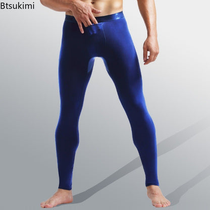 Men's Long Johns Ice Silk Mesh Perspiration Thermal Pants Slim-fit Honeycomb Breathable Leggings Mens Winter Thermal Underwear