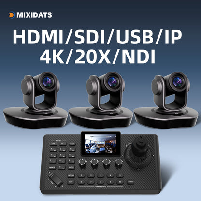 Video Conference Camera Kit 4K PTZ Camera 20X Zoom NDI SDI HDMI IP USB Church live broadcast NDI PTZ camera Controller 1-8pcs