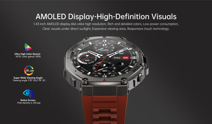 Novo Smartwatch Militar GPS de Banda Dupla T-Rex 3 Pro 48mm Resistente à Água 10ATM Bateria de 500mAh Bússola Altímetro AGPS