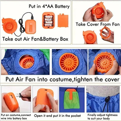 Adult Kids Plumber Costume Dinosaur Inflatable Suit Halloween Cosplay Party Performance Outfit Holiday Dance Parties & Carnival