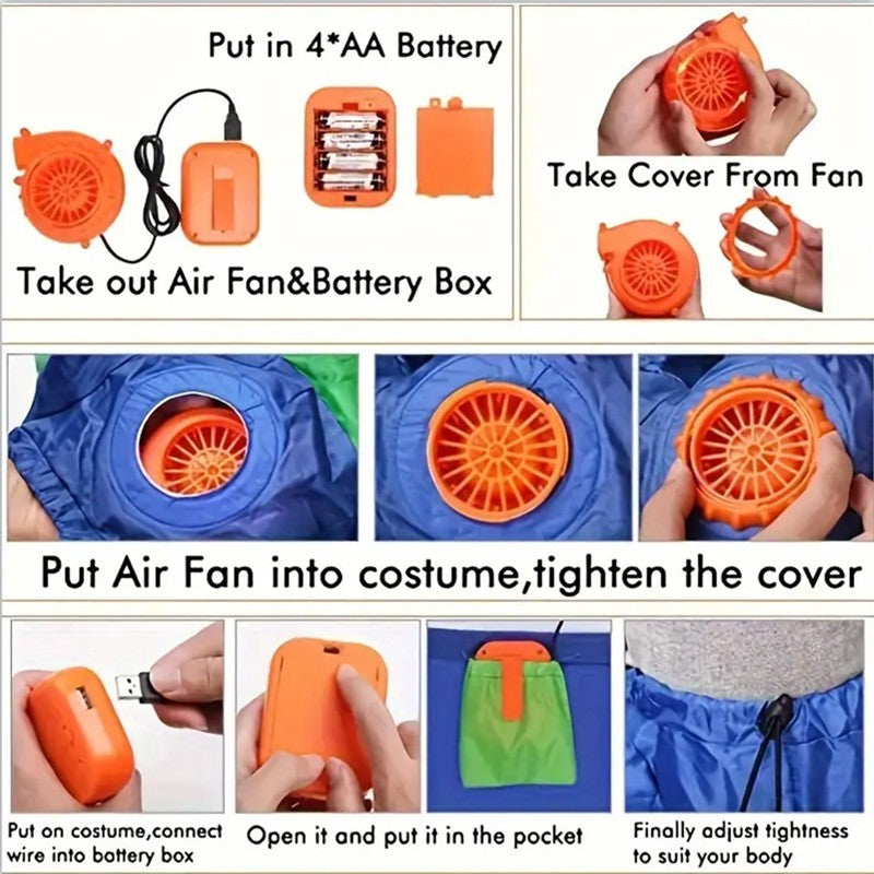 Adult Kids Plumber Costume Dinosaur Inflatable Suit Halloween Cosplay Party Performance Outfit Holiday Dance Parties & Carnival