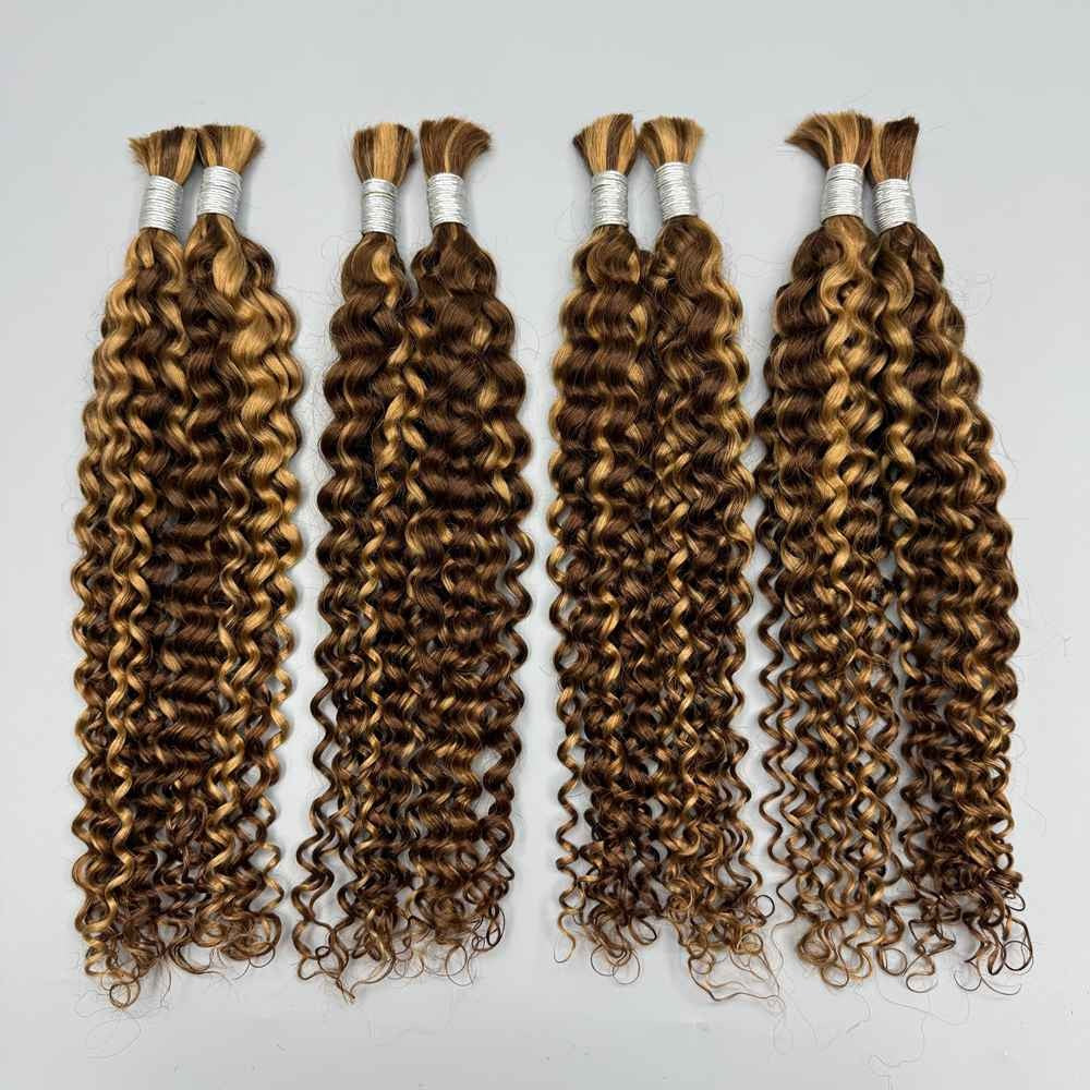 Ombre Highlight 427 Cabelo Humano Cacheado Brasileiro Profundo Ondulado Boho Tranças 100% Cabelo Humano Remy Extensões de Cabelo Humano Cru para Trança