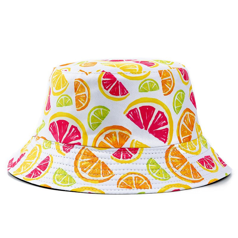 Chapéu Bucket Unissex Quente de Verão com Estampa de Frutas, Dupla Face, Chapéu de Sol Feminino, Chapéu Panama Clássico Masculino