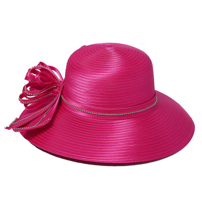Chapéu Fedora Feminino Elegante Preto Vestido Formal Senhora Igreja Coquetel Chá Festa Chapéus Derby para Mulheres Laço Flor Aba Larga Chapéus Cloche