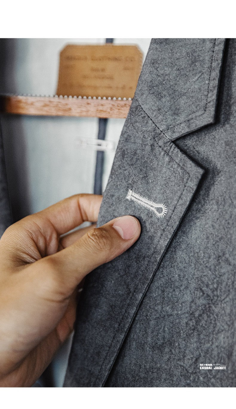 Maden New Casual Suit with Irregular Pattern Design Lapel Loose Blazers Cotton Jacket for Men's Spring and Autumn