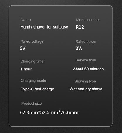 Mini Shaver On-The-Go, Portable Electric Shaver for Men, Dry Shave, USB-C?IPX7 Waterproof Easy Cleaning, Battery Indicator