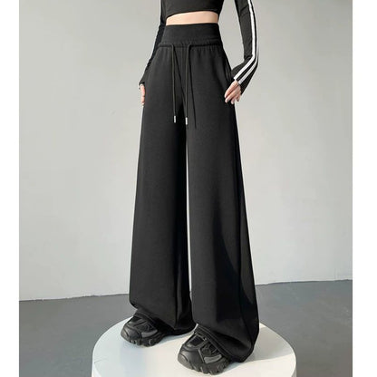 Girls Classic Fashion High Waist Pants Female Comfortable Straight Leg Trousers Lady Korean Baggy Casual Daily Pants