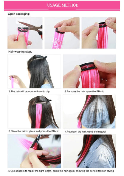 Alileader Aplique de Cabelo Extensão com Clip 57 Cores Ombre Liso Extensão de Cabelo com Clip em Apliques Peças de Cabelo de Fibra de Alta Temperatura