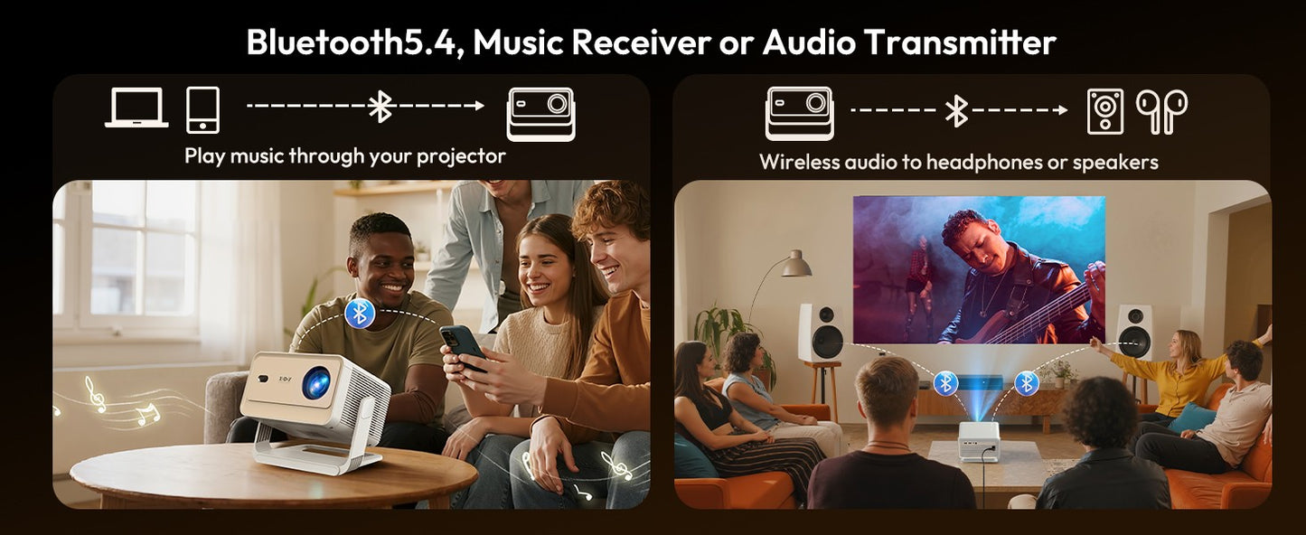 Projetor XGODY N6 PRO 4K 32 GB HD 700ANSI Dual WiFi6 BT5.0 Cinema Portátil Nativo 1080P para Filmes ao Ar Livre e Home Theater