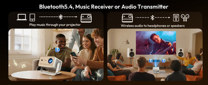 Projetor XGODY N6 Pro Netflix Oficial 4K Controle de Voz Smart Android TV Whale OS 8/32GB ROM para Filmes ao Ar Livre Home Theater