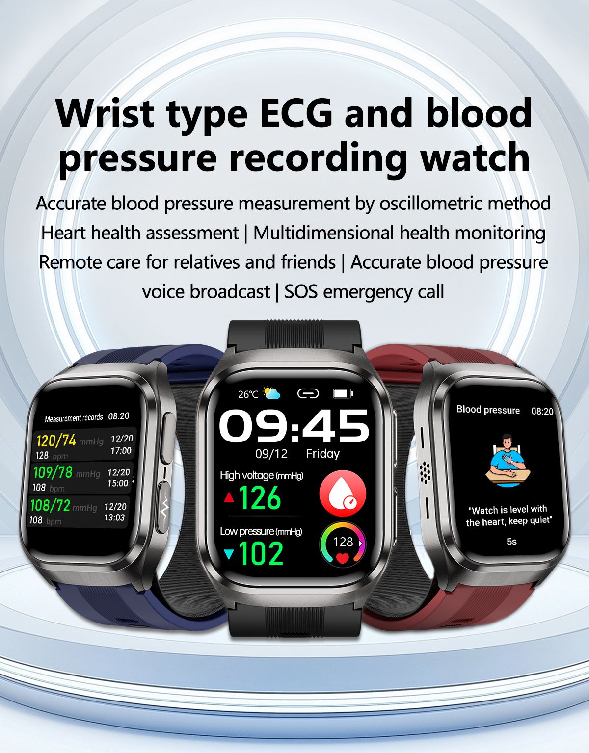 2025 Novo Smartwatch de Enfermagem de Grau Médico Air Bag para Homens, Gordura Sanguínea, ECG+PPG, Pressão Arterial, Transmissão, NFC, Chamada BT HD, Smartwatch de Saúde para Mulheres