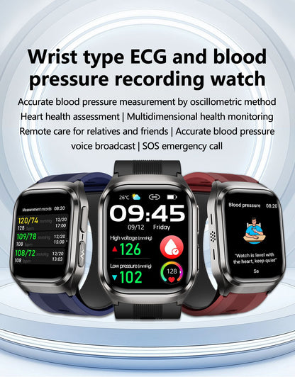 2025 Novo Smartwatch de Enfermagem de Grau Médico Air Bag para Homens, Gordura Sanguínea, ECG+PPG, Pressão Arterial, Transmissão, NFC, Chamada BT HD, Smartwatch de Saúde para Mulheres
