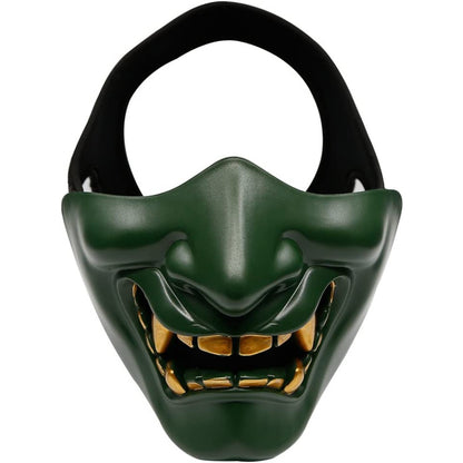 Bullsgetin Airsoft Half Face Mask - Evil Demon Monster Kabuki Samurai Hannya Oni Masquerade Ball, Party, Halloween, Cs War Game