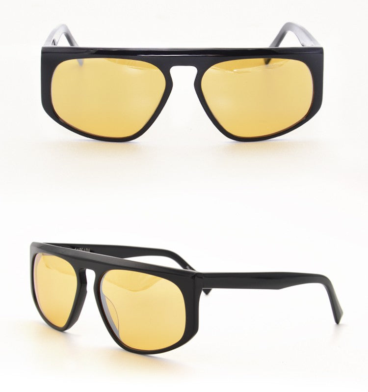 Iron Man Robert Downey Sunglasses Tony Stark Original Sunglasses Yellow Lens Cycling Glasses Man Car Driving Glasses Oversized