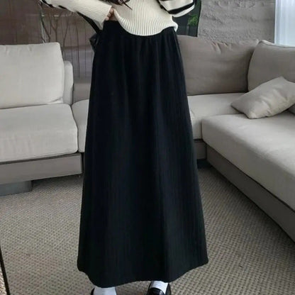 Plus Size Women's Fleece-Lined Thickened Skirt High-Waisted Slimming Medium-Length A- Line Korean Style New Arrival For Autumn/W