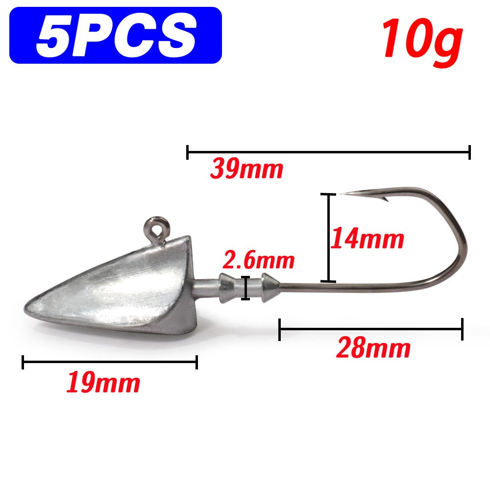 5 anzóis com cabeça triangular 3,5g 5g 7g 10g 21g 35g Anzol tipo barco Equipamento de pesca Texas Rig Pesca Chumbada Pesca Isca Artificial