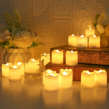 24/48Pcs Flameless LED Candle Lights Battery Powered Creative Wishing Tea Lamp Warm White Halloween Wedding Christmas Decoration