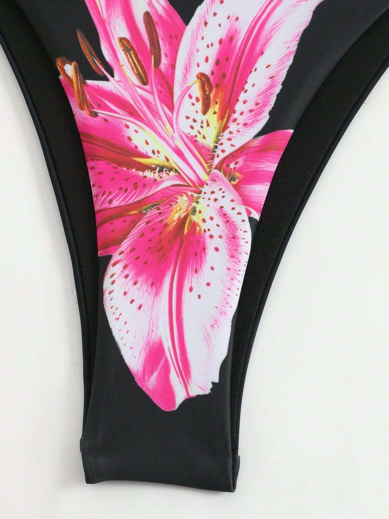 2025 New Flower Print Bikini Set Women's High Waist Long Skirt 3 Piece Swimsuit Sexy Mini Triangle Backless Thong Bathing Suit