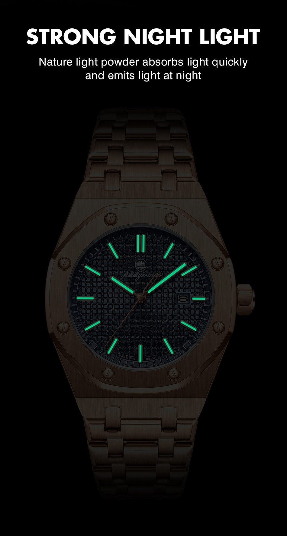 PAAZOMU Luxury Business Man Wristwatch Waterproof Luminous Date Men Watch Stainless Steel Fashion Quartz Watches For Men Reloj