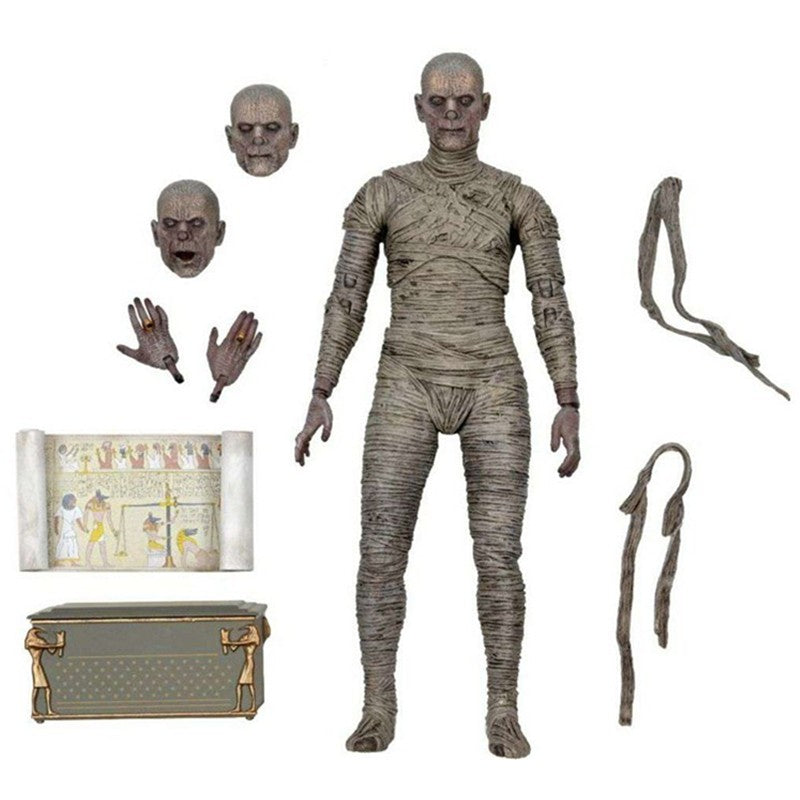 NECA Monsters Figure The Mummy Casket Coffin Pyramid Action Figure Universal Monsters Model Toy Christmas Halloween Gift Doll
