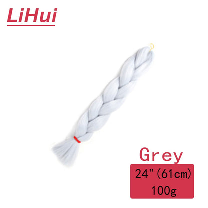 Cabelo Sintético Trança Jumbo 24 Polegadas Ombre Jumbo Extensão de Cabelo para Mulheres Tranças DIY Roxo Rosa Amarelo Cinza Lihu