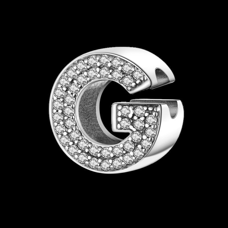 Fit Original Bangle Bracelet DIY A-Z Alphabet Charms Bead 925 Sterling Silver CZ Zircon LOVE Letter Dangle Pendant Jewelry Gift