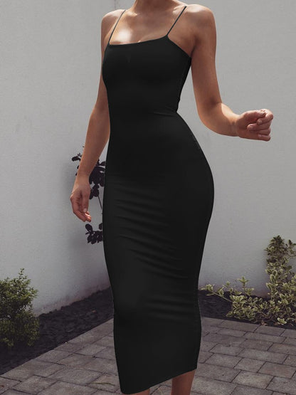 2025 New Spring Summer Women's High Elastic Sleeveless Backless Dress Long Sling