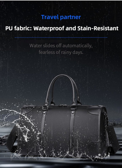 Men‘s Luxe Business Travel Bag Large Capacity with 15.6' Laptop Waterproof PU Material Lightweight for Trip Gym Bolsos de Viajes