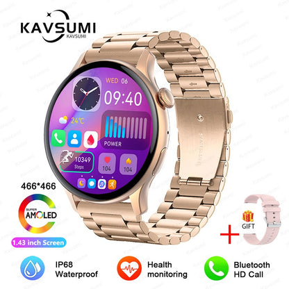 Smartwatch Feminino 2025 NFC Amoled HD GPS Monitor Cardíaco Bluetooth Ligações à Prova D'Água Para Mulheres Presente
